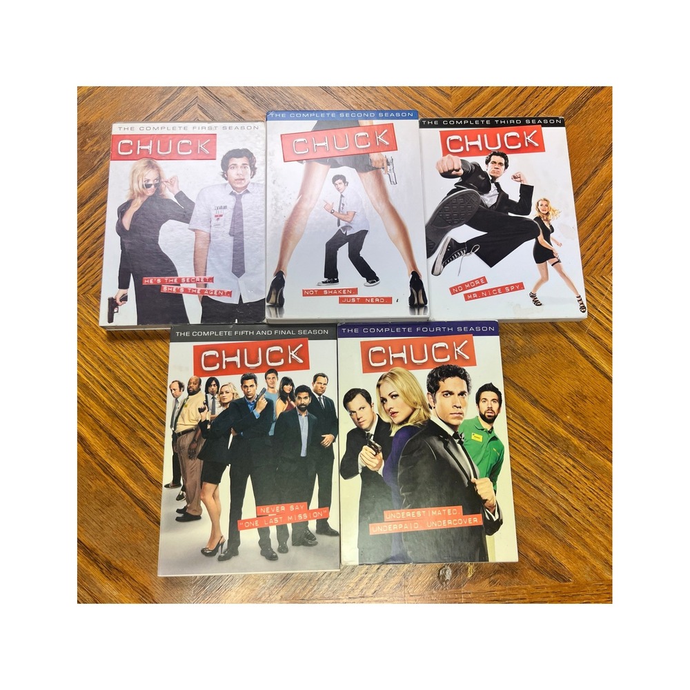 Chuck The Complete Series Seasons 1-5 DVD Set Zachary Levi Spy Action Comedy
